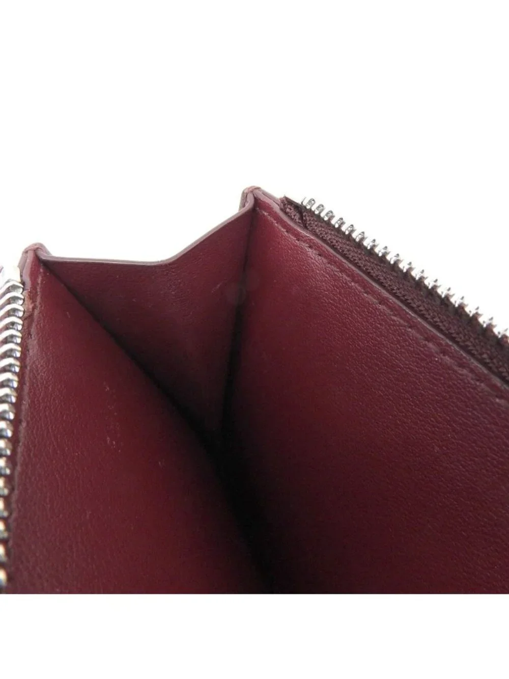 Cartier Leather Wallet with Zip Slim Card Holder Bordeaux